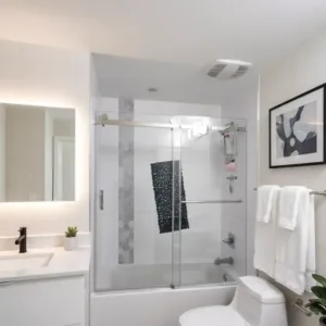 ProShower sliding glass shower door on bathtub