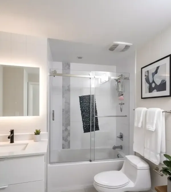 ProShower sliding glass shower door on bathtub