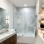 ProShower swing glass shower door on bathtub