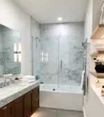 ProShower swing glass shower door on bathtub