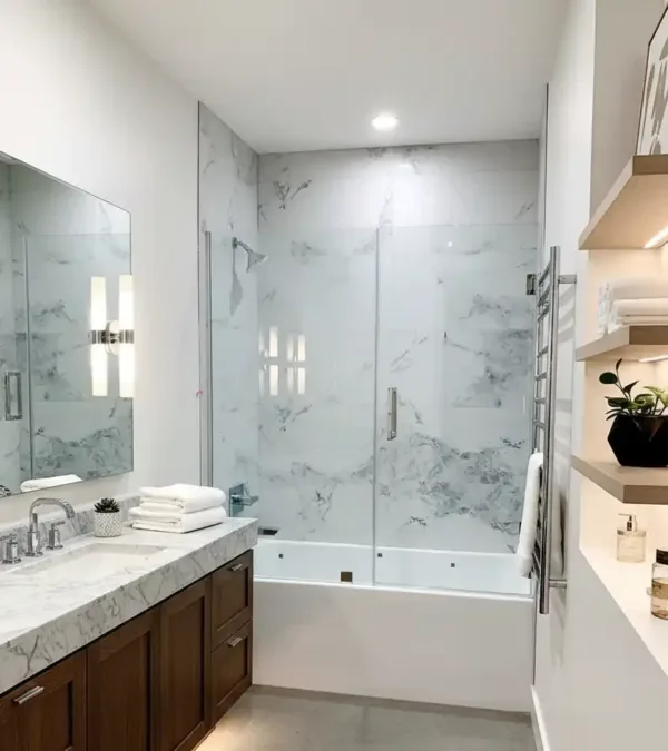 ProShower swing glass shower door on bathtub