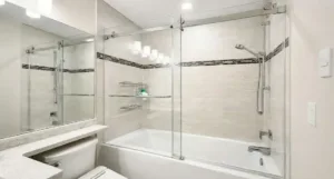 ProShower sliding glass shower doors on bathtub