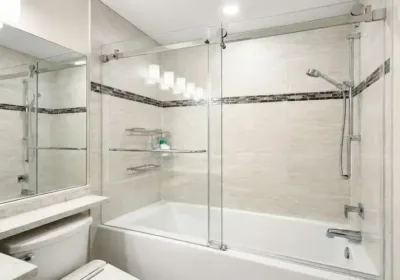 ProShower sliding glass shower door on bathtub