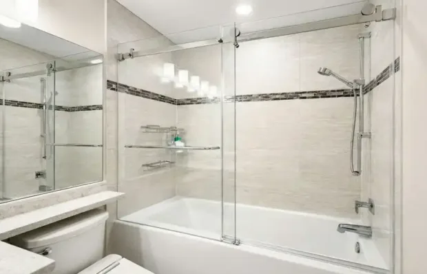 ProShower sliding glass shower door on bathtub
