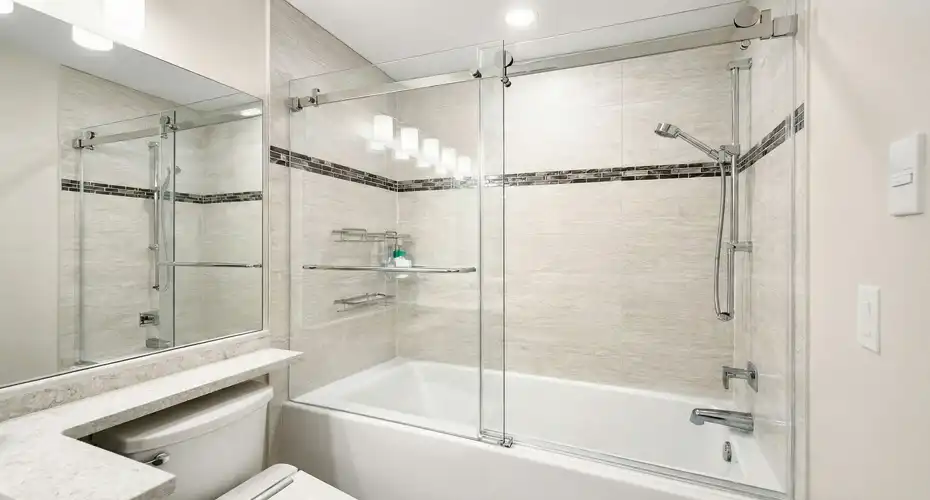 ProShower sliding glass shower door on bathtub